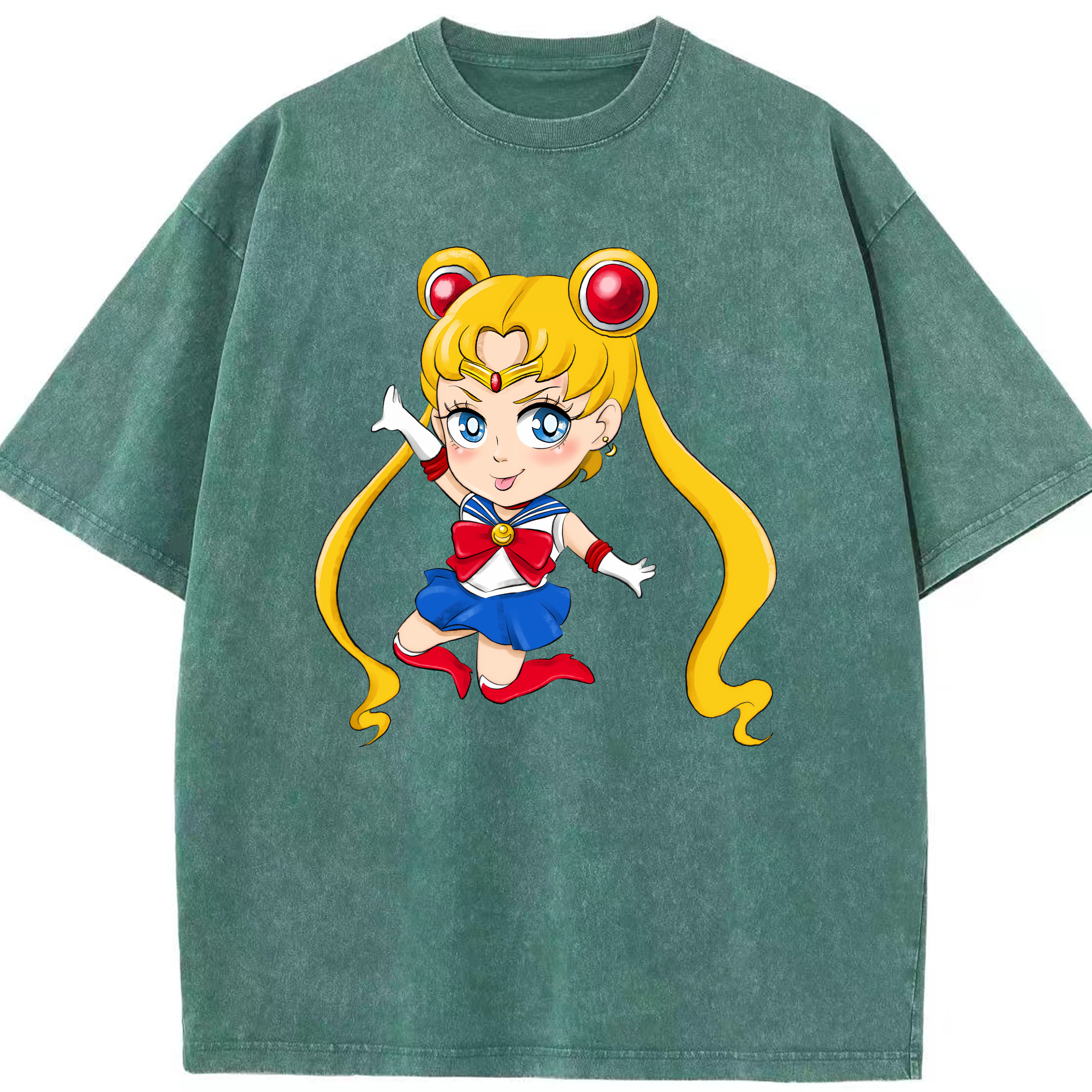 （画像用） 美少女戦士セーラームーン 月野 うさぎ つきの うさぎ Sailor Moon Tsukino Usagi 綿100% ヴィンテージ風 半袖Tシャツ（フロントプリント）